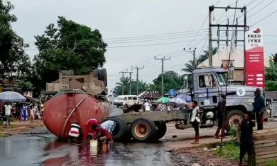 BREAKING: Diesel-Laden Tanker Falls In Imo, Spills Contents (Photos)